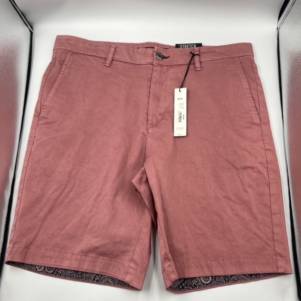 NWT Tahari Men's 9" Clay Pink Stretch Chino Shorts Size 32 T19SH002